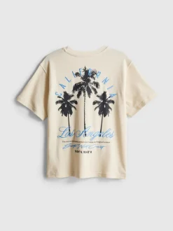 7–15 Jahre | Strukturiertes T-Shirt mit Palmen-Grafik
