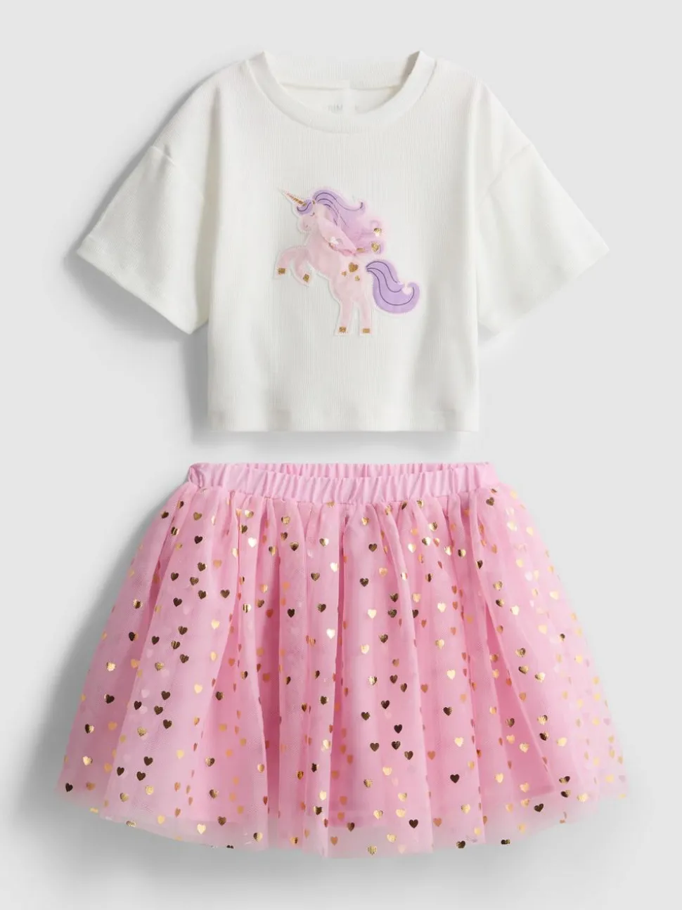 1,5–8 Jahre | T-Shirt mit Einhorn-Grafik und Tutu-Rock im Set