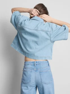 Jeanshemd aus Denim mit geradem Crop-Schnitt