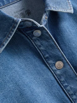 Jeanshemd aus Denim mit geradem Crop-Schnitt