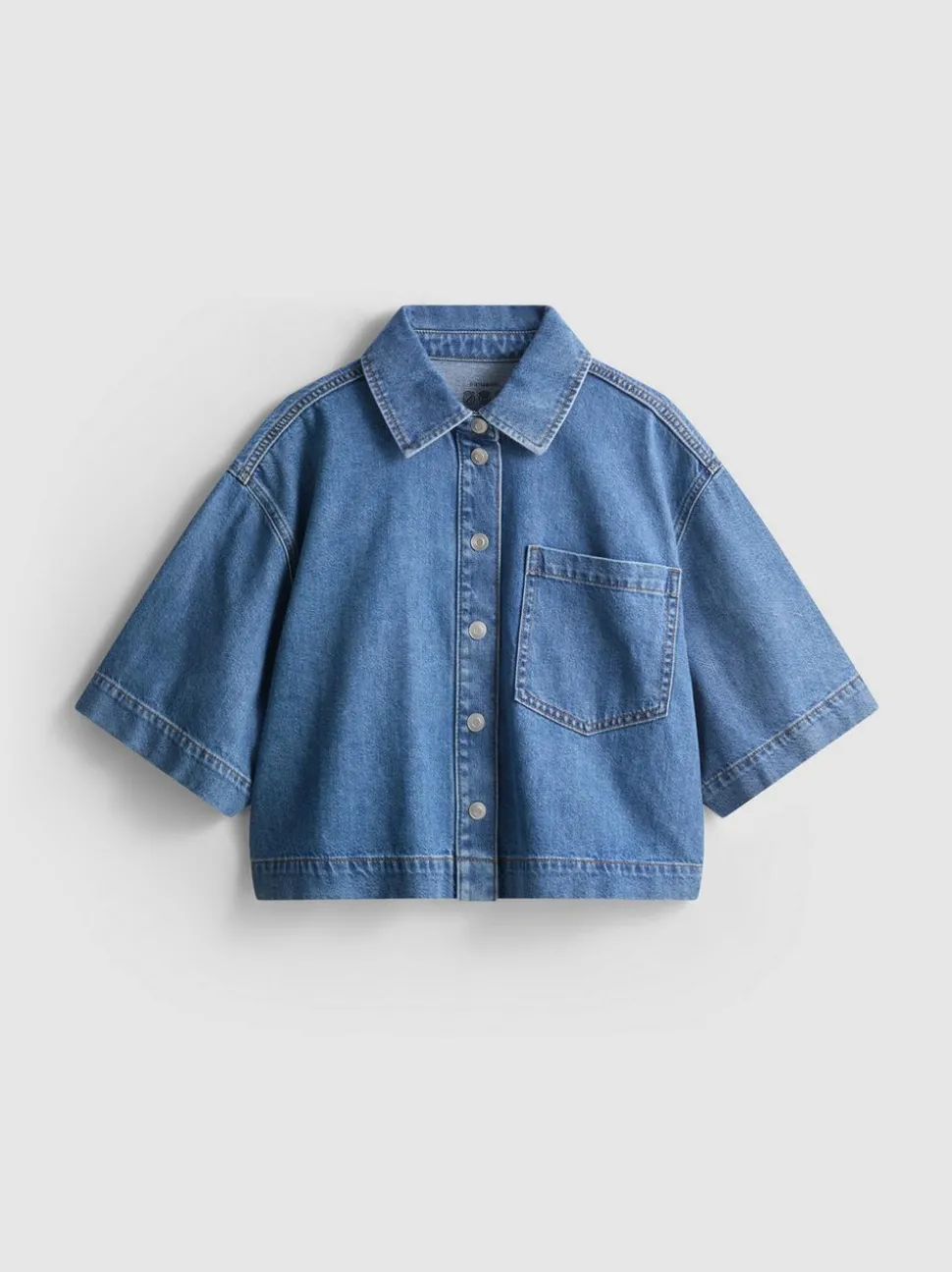 Jeanshemd aus Denim mit geradem Crop-Schnitt