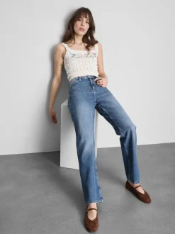 Jeans mit hohem Bund und geradem Bein