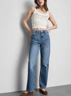 Jeans mit hohem Bund und geradem Bein