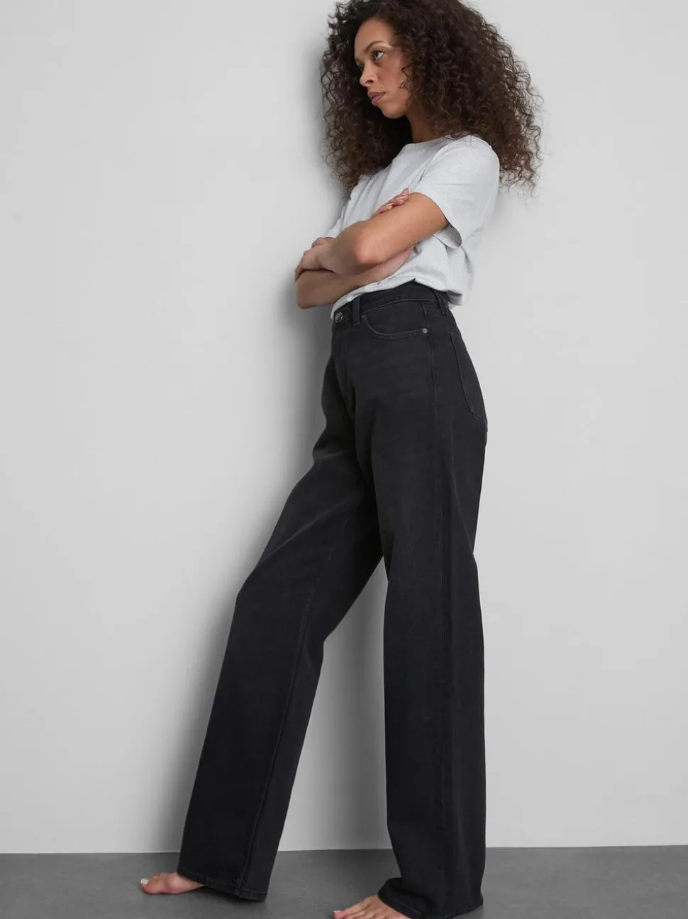 Jeans mit hohem Bund und geradem Bein