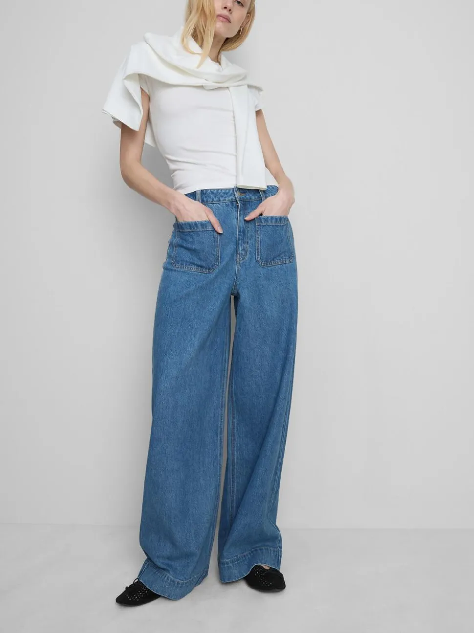 Jeans mit weitem Bein und Vordertaschen