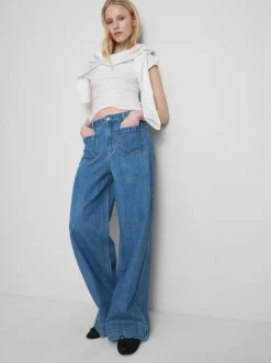 Jeans mit weitem Bein und Vordertaschen
