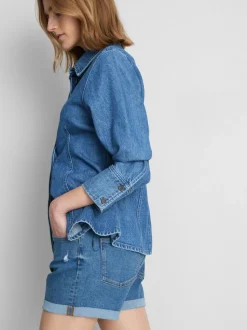 Jeansshorts mit mittlerer Leibhöhe und umgeschlagenem Saum