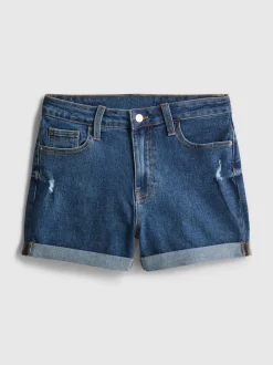 Jeansshorts mit mittlerer Leibhöhe und umgeschlagenem Saum