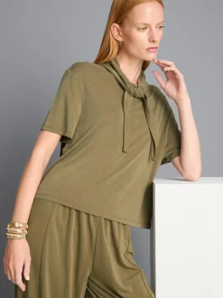 Jersey-T-Shirt mit Schluppe