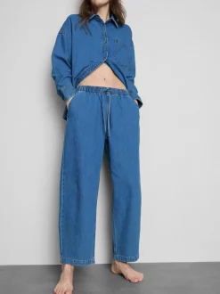 Jogginghose aus Baumwoll-Denim in konischer Form