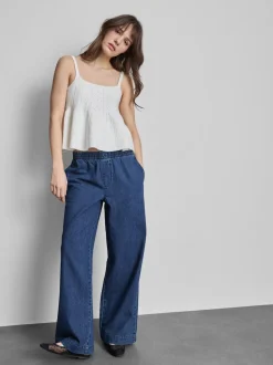 Jogginghose aus Baumwoll-Denim mit weitem Bein