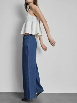 Jogginghose aus Baumwoll-Denim mit weitem Bein