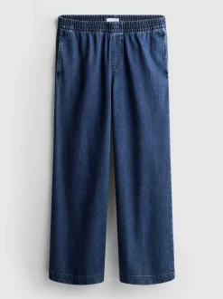 Jogginghose aus Baumwoll-Denim mit weitem Bein
