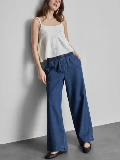 Jogginghose aus Baumwoll-Denim mit weitem Bein