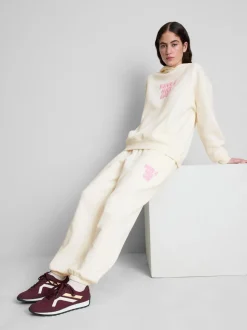 Jogginghose aus Baumwollmischung mit Bündchen und Print