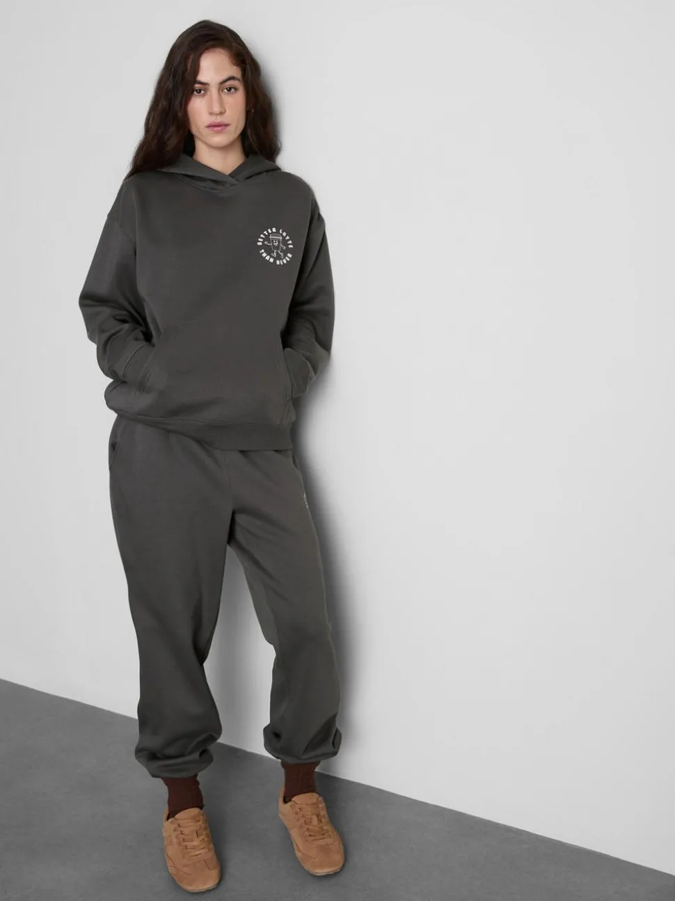Jogginghose aus Baumwollmischung mit Bündchen und Print