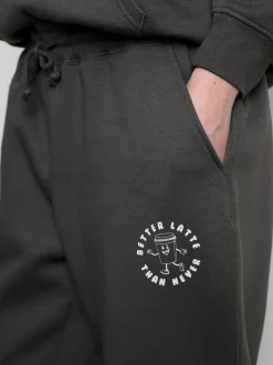 Jogginghose aus Baumwollmischung mit Bündchen und Print