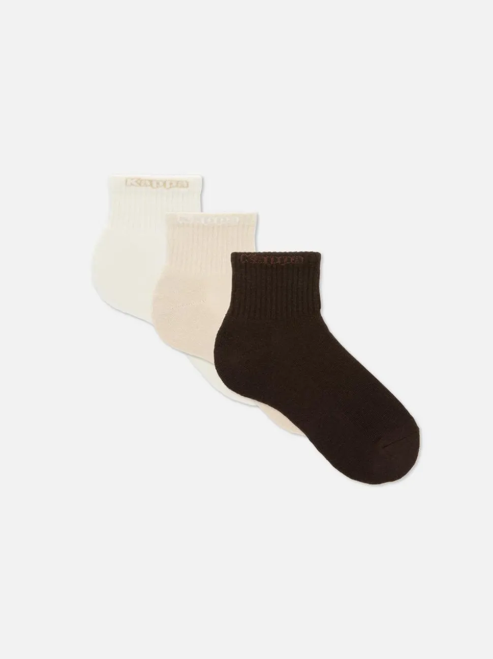 „Kappa“ Neutrale Crew-Socken in Viertellänge, 3er-Pack