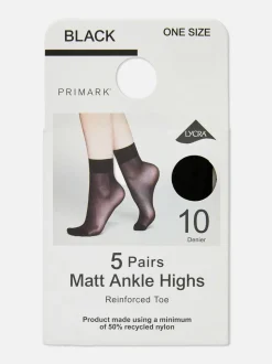 Knöchelhohe Strümpfe, 10 den, 5er-Pack