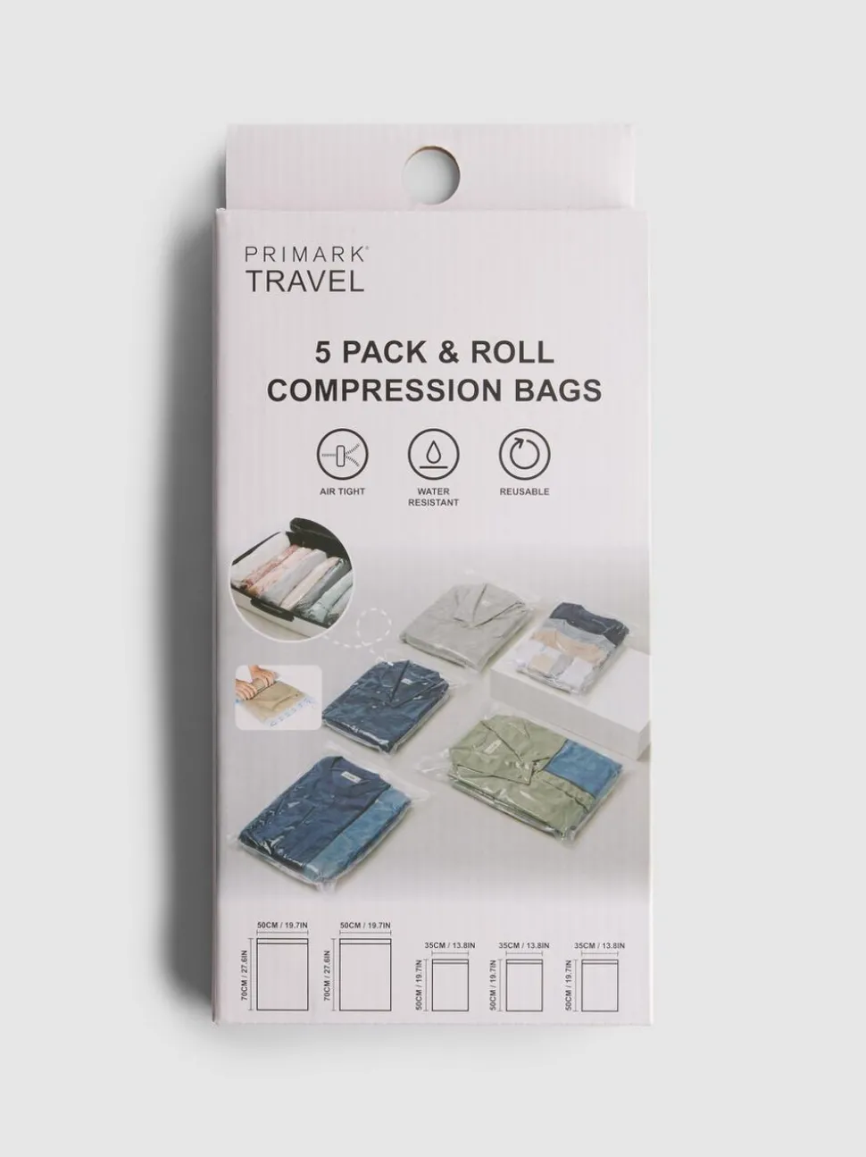Kompressionsbeutel zum Packen und Zusammenrollen, 5er-Pack