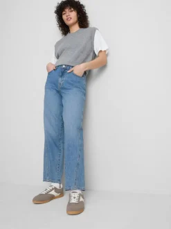 Konische Baumwoll-Jeans mit geradem Bein