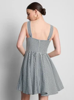 Korsagen-Minikleid mit Vichykaros
