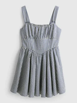 Korsagen-Minikleid mit Vichykaros