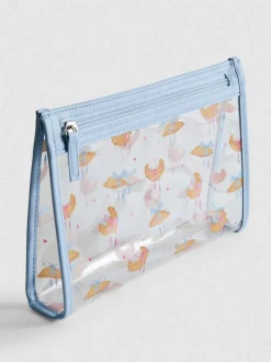Kosmetiktasche mit Croissant-Muster und Reißverschluss