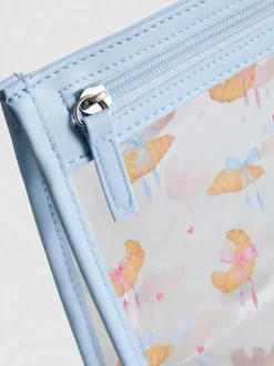 Kosmetiktasche mit Croissant-Muster und Reißverschluss