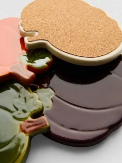 Kürbisförmige Keramikuntersetzer, 4er-Pack