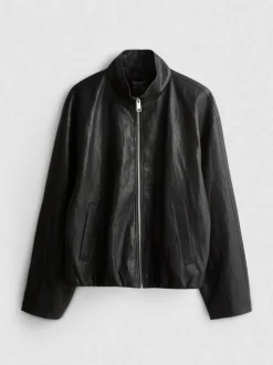 Kunstlederjacke mit Trichterkragen