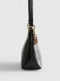 Kunstleder-Schultertasche in Krokodilleder-Optik
