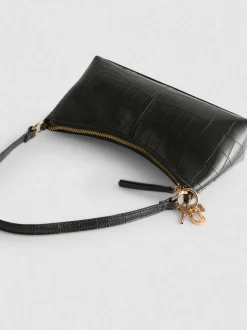 Kunstleder-Schultertasche in Krokodilleder-Optik