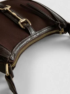 Kunstleder-Schultertasche mit Trensenschnalle