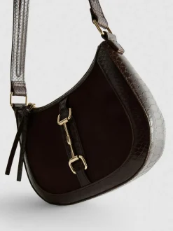Kunstleder-Schultertasche mit Trensenschnalle