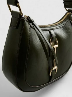 Kunstleder-Schultertasche mit Trensenschnalle