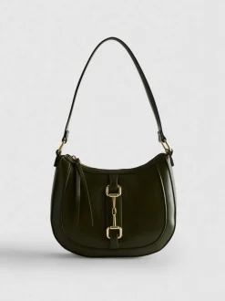 Kunstleder-Schultertasche mit Trensenschnalle