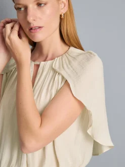 Kurze Cape-Bluse mit Drapierung