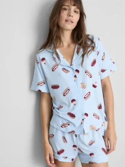 Kurzer Boyfriend-Schlafanzug mit Print