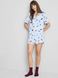 Kurzer Boyfriend-Schlafanzug mit Print