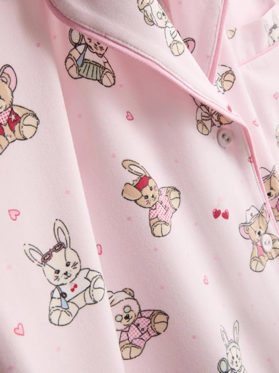 Kurzer Boyfriend-Schlafanzug mit Teddybär-Print