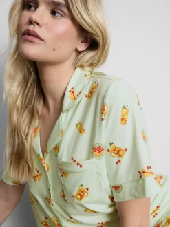 Kurzer Boyfriend-Schlafanzug mit Print