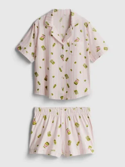 Kurzer Boyfriend-Schlafanzug mit Print