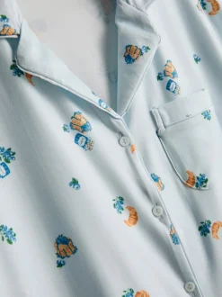 Kurzer Boyfriend-Schlafanzug mit Frühstücks-Print