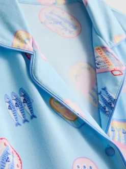 Kurzer Boyfriend-Schlafanzug mit Print