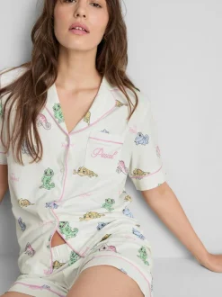 Kurzer „Disney Rapunzel Pascal“ Boyfriend-Schlafanzug