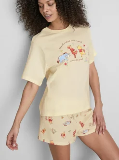 Kurzer „Disney Winnie Puuh“ Baumwoll-Schlafanzug mit Print