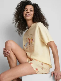 Kurzer „Disney Winnie Puuh“ Baumwoll-Schlafanzug mit Print