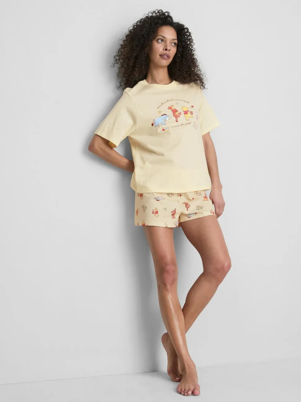 Kurzer „Disney Winnie Puuh“ Baumwoll-Schlafanzug mit Print