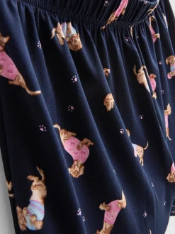 Kurzer „Love To Lounge“ Boyfriend-Schlafanzug mit Hunde-Print